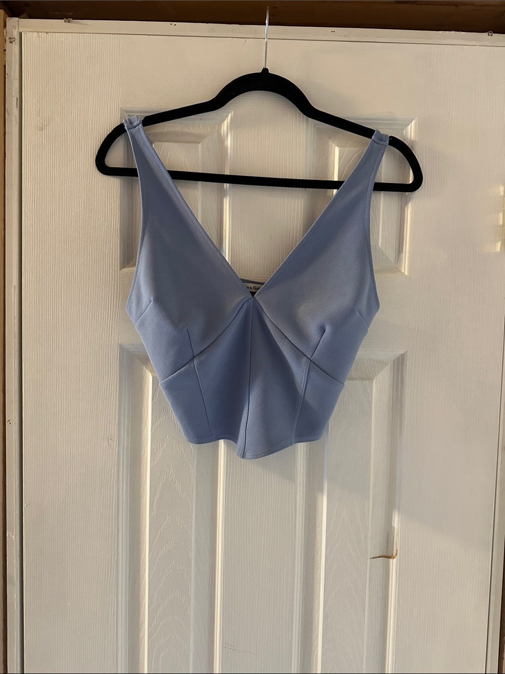 Abercrombie Blue Structured V-Neck Crop Top